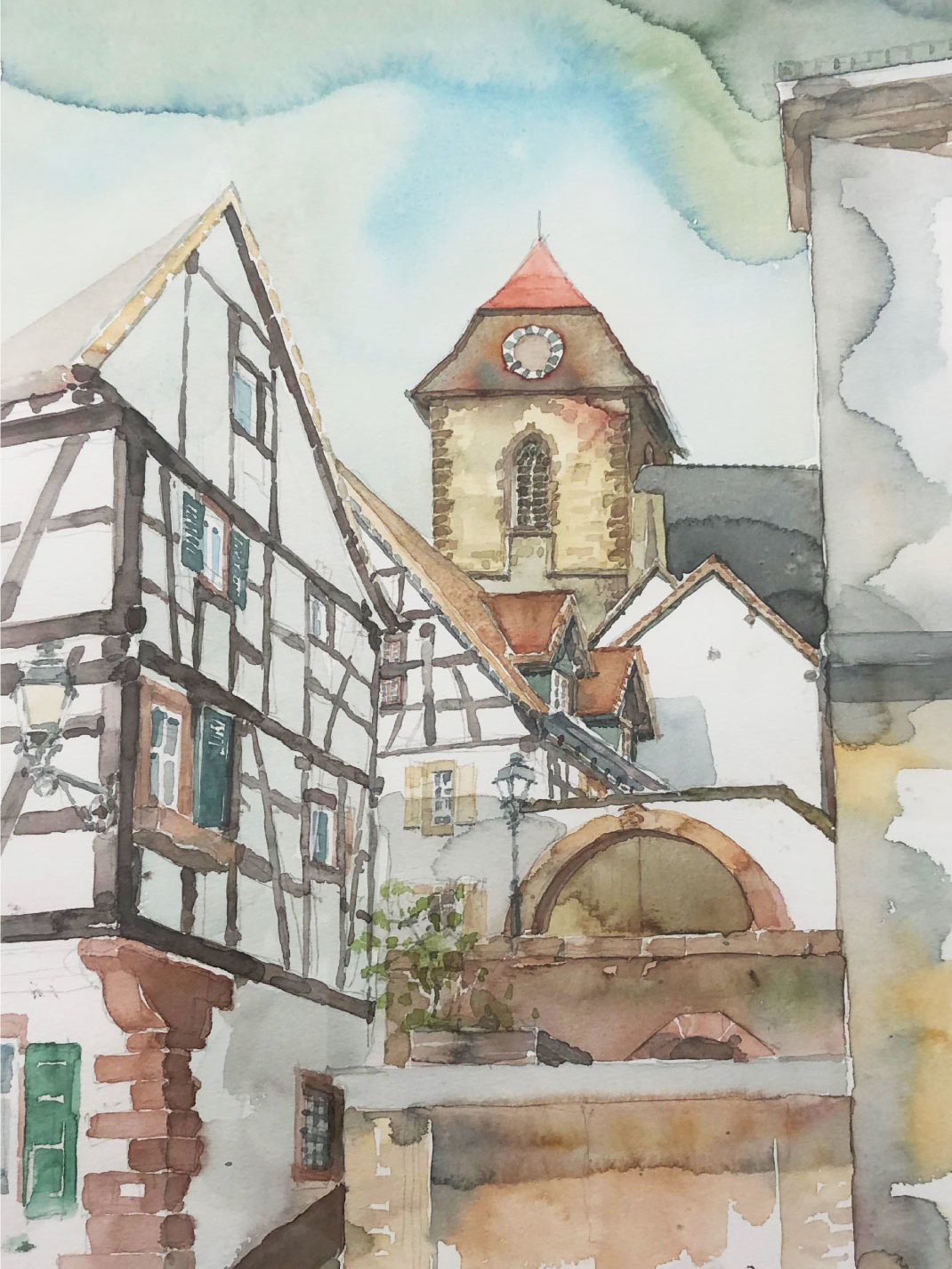 Malerei von Neuleiningen im pfälzischen Leiningerland